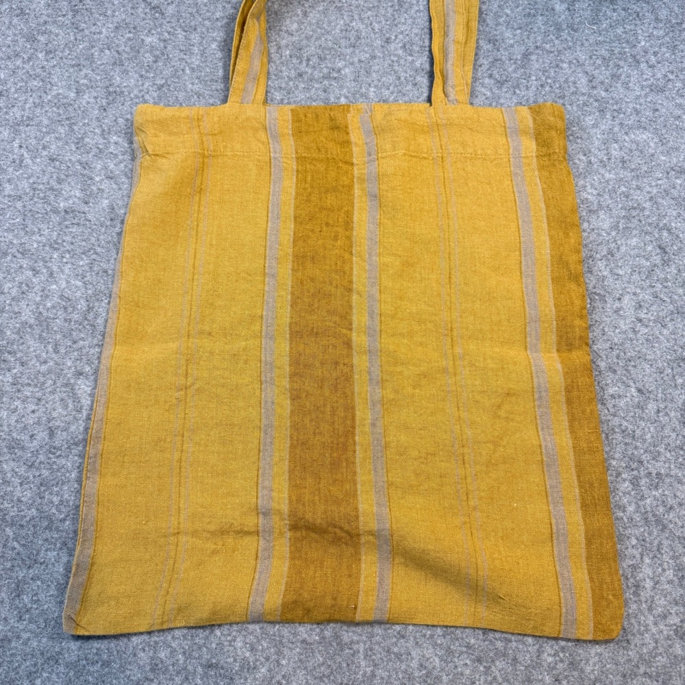 Amber Bronze Striped Linen Tote Bag Lightweight Reusable Market Beach Bag NEW - Picture 11 of 12